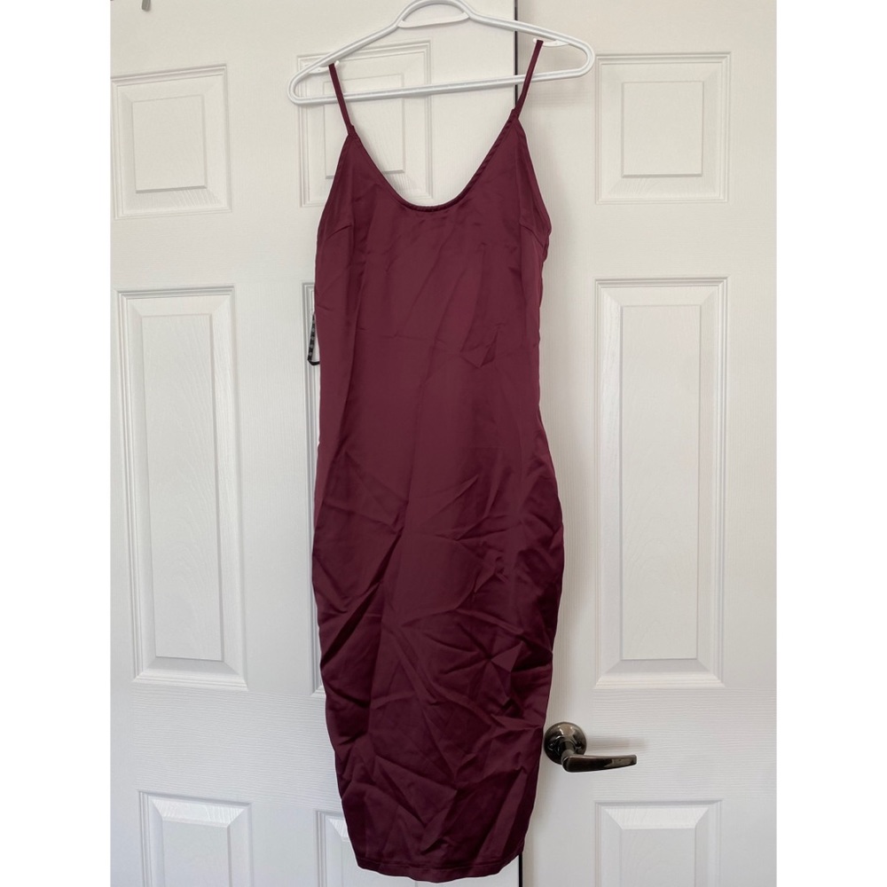 Missguided Satin Maroon Burgundy Cocktail Dress, size US6